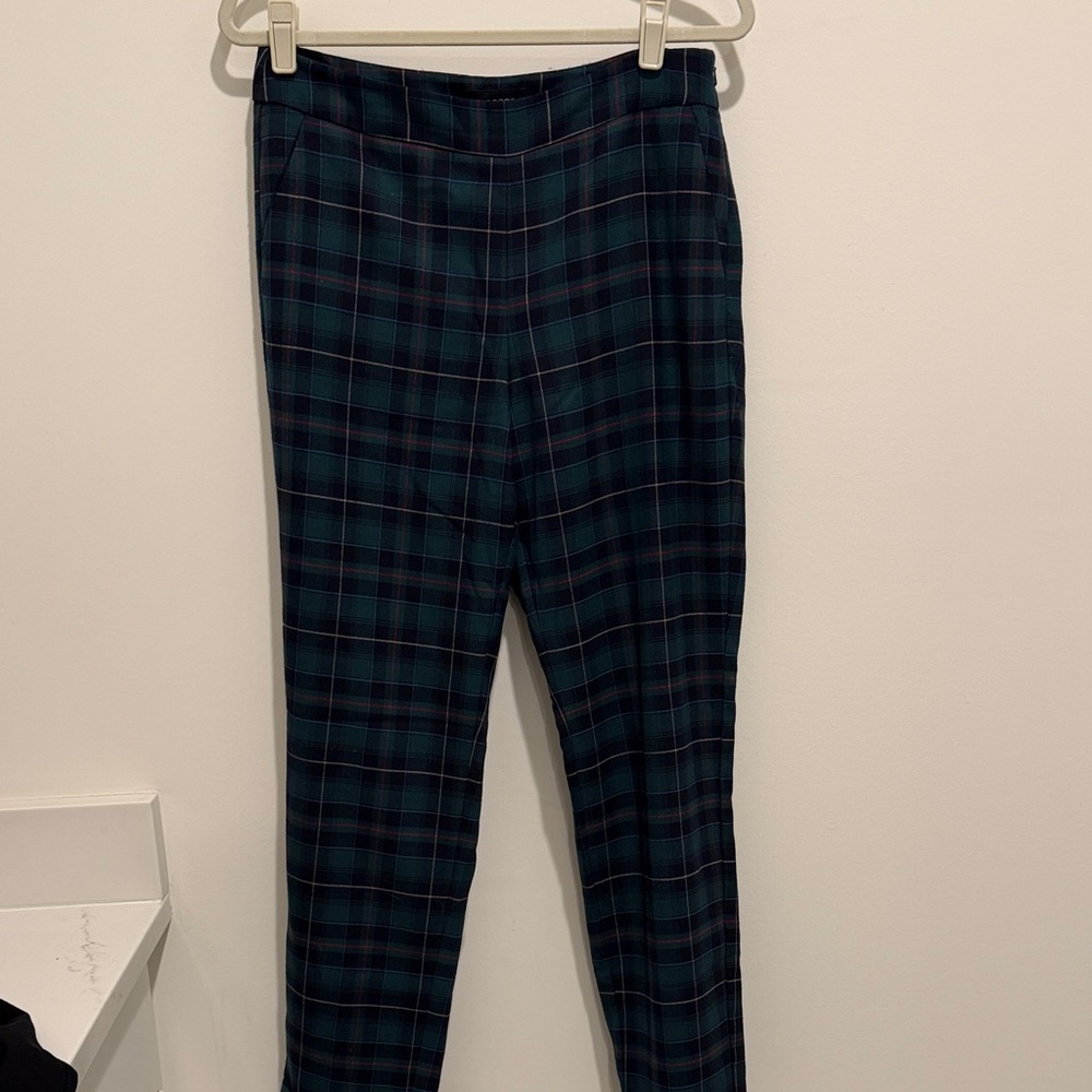 Talbots Plaid Straight Leg Pants - Green and Blue